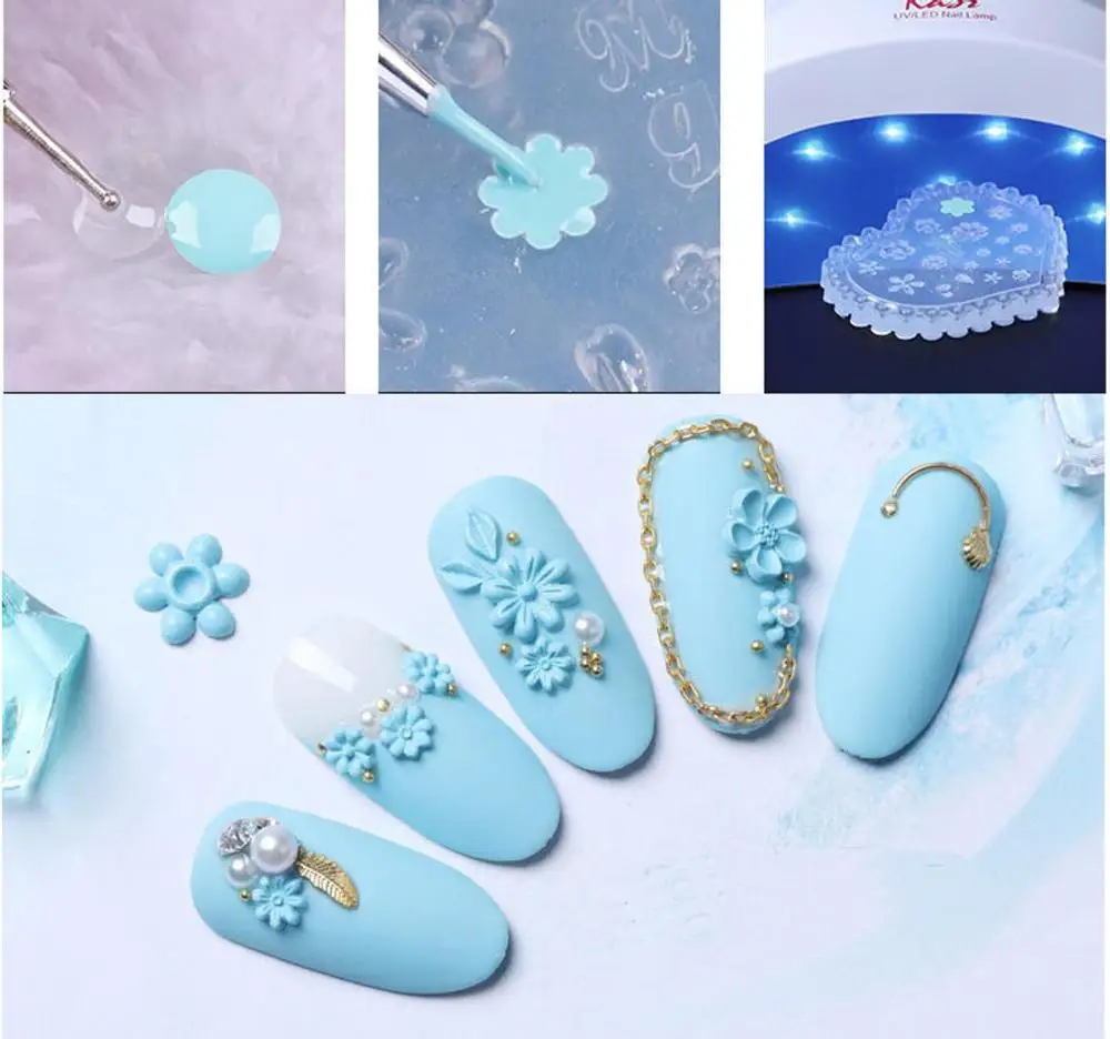 

Floral 3D Acrylic Mold for Nail Art Decoration / UV gel Sculpture Mold Silicone Flower leaf Template Manicure/ emboss Mold,H541