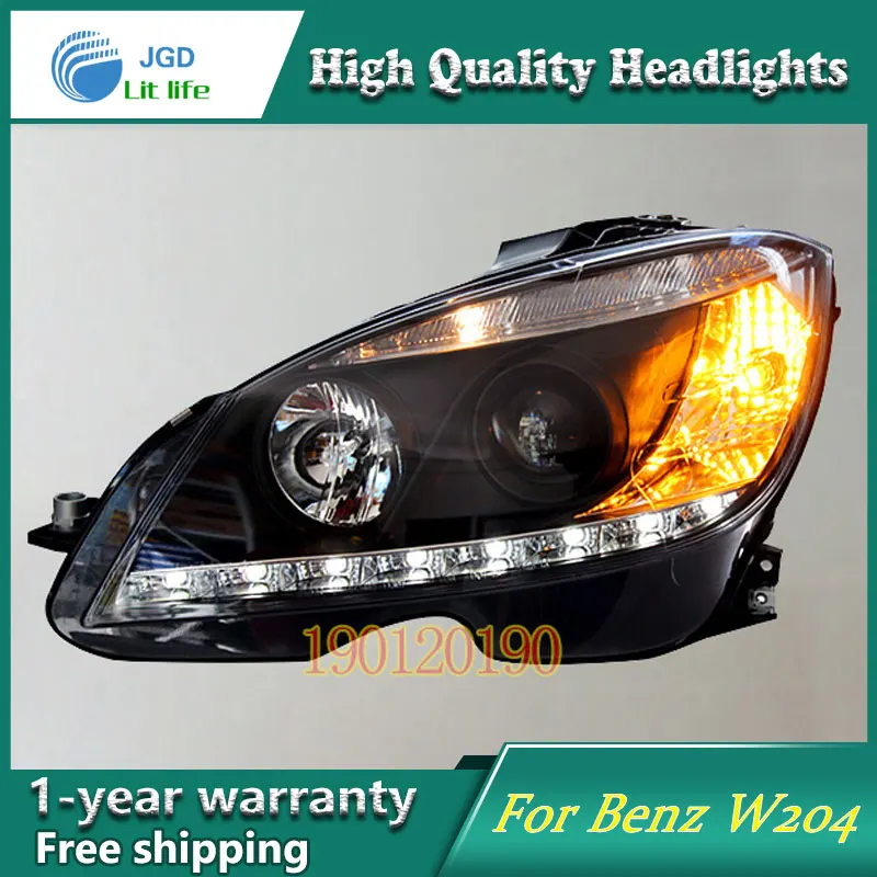 Стайлинг автомобиля для Benz W204 C180 C200 C220 C230 светодиодный ные фары 2007 2010