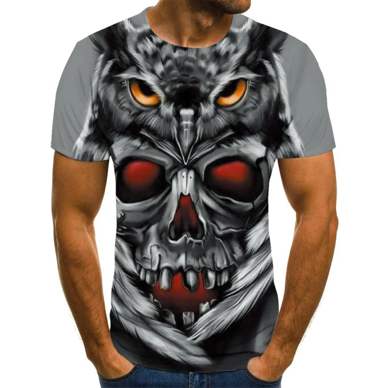 

2021 new men's summer skull 3D printing men's short-sleeved gentleman suit skull casual breathable T-shirt free shipping