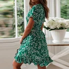 Женское легкое летнее платье с V-образным вырезом и цветочным принтом