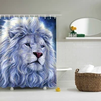 cute blue lion printed shower curtains frabic waterproof polyester shower curtain cute lion bathroom curtain 10 with hooks