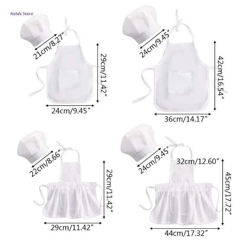 

2Pcs Cute Baby Chef Apron and Hat Infant Kid White Cook Costume Photography Prop