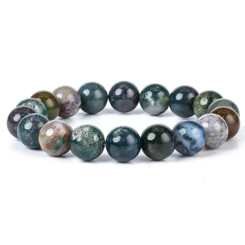 

Natural 6/8/10mm India agate bracelet men and women fashion energy Charm Bracelet Jewelry Gifts