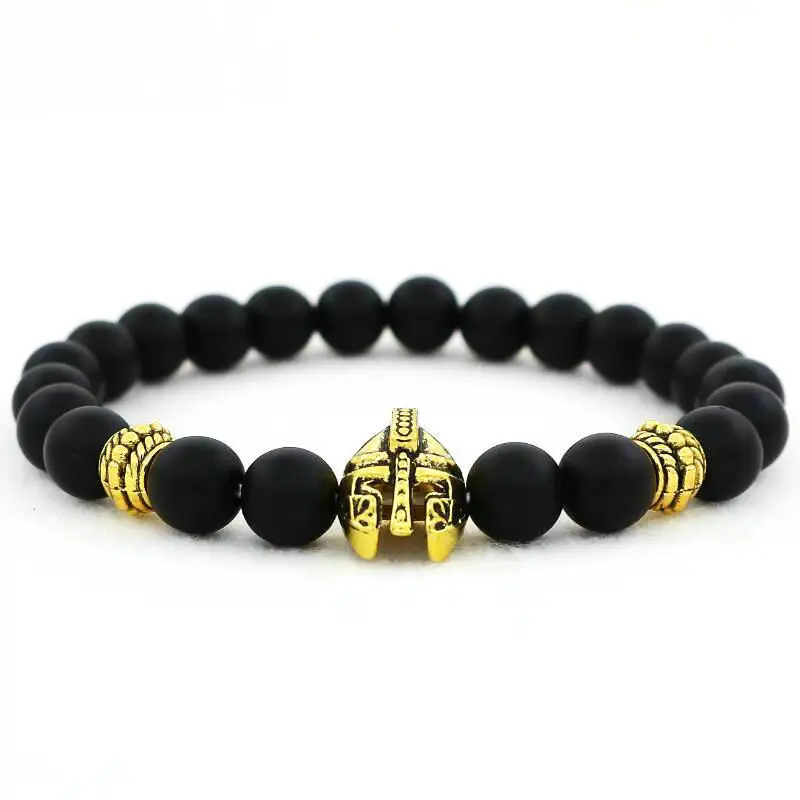 Мужской классический черный браслет 8 мм матовый камень эластичный для мужчин