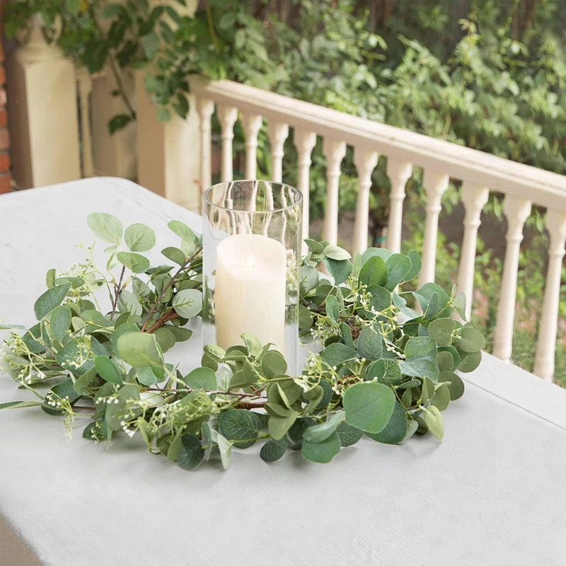 

Artificial green eucalyptus door hanging flower ring day celebration decoration