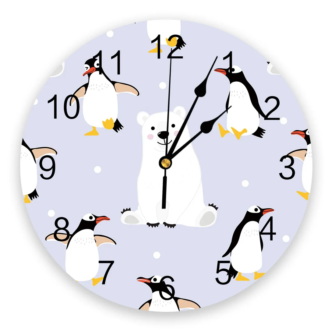 

Modern Wall Clock Cartoon Animal Polar Bear Penguin PVC Wall Clock Home Decor Bedroom Silent Oclock Watch Wall for Living Room