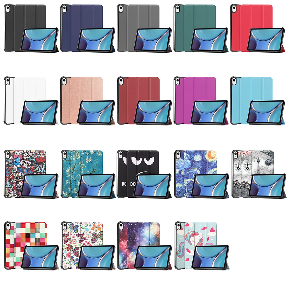 

2021 защитный чехол для iPad Mini 6 цветной/однотонный трехслойный складной Смарт-Чехол для сна и пробуждения складной чехол-подставка для планше...