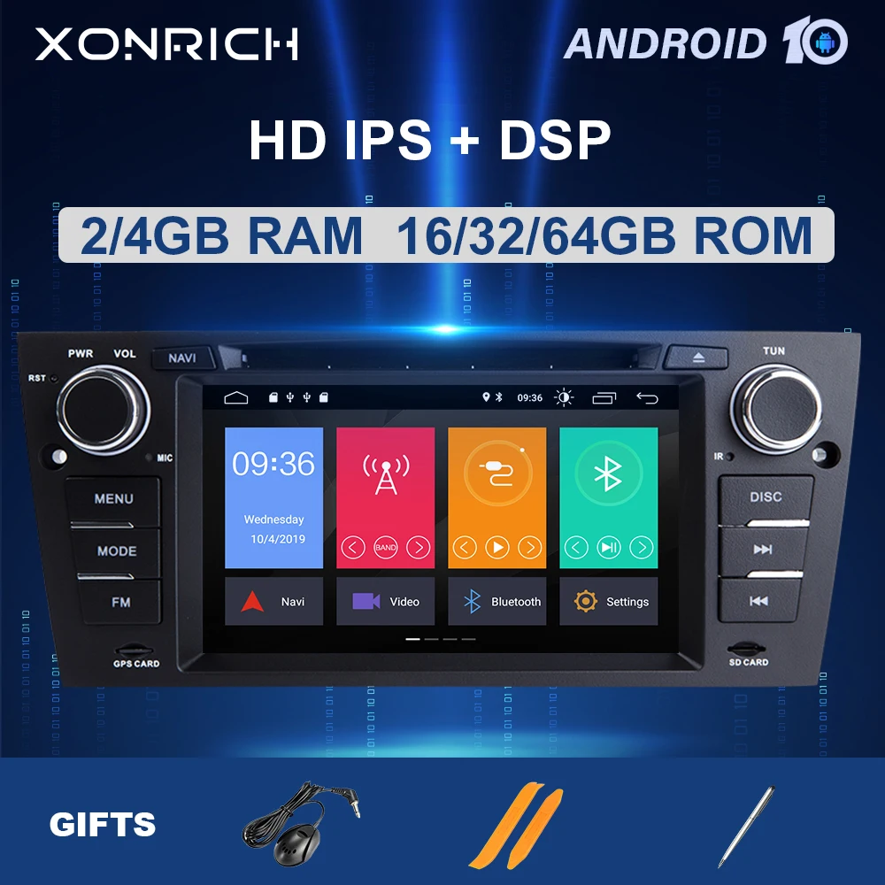 Автомагнитола с GPS навигацией IPS DSP 1 Din Android 10 для BMW E90/E91/E92/E93 3 серии стерео аудио dvd