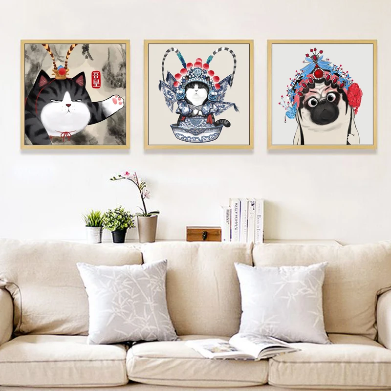 Diy paint by numbers picture drawing versus Toolkit draw dogcharacter Big Play art living room Decorative hanging painting | Дом и сад