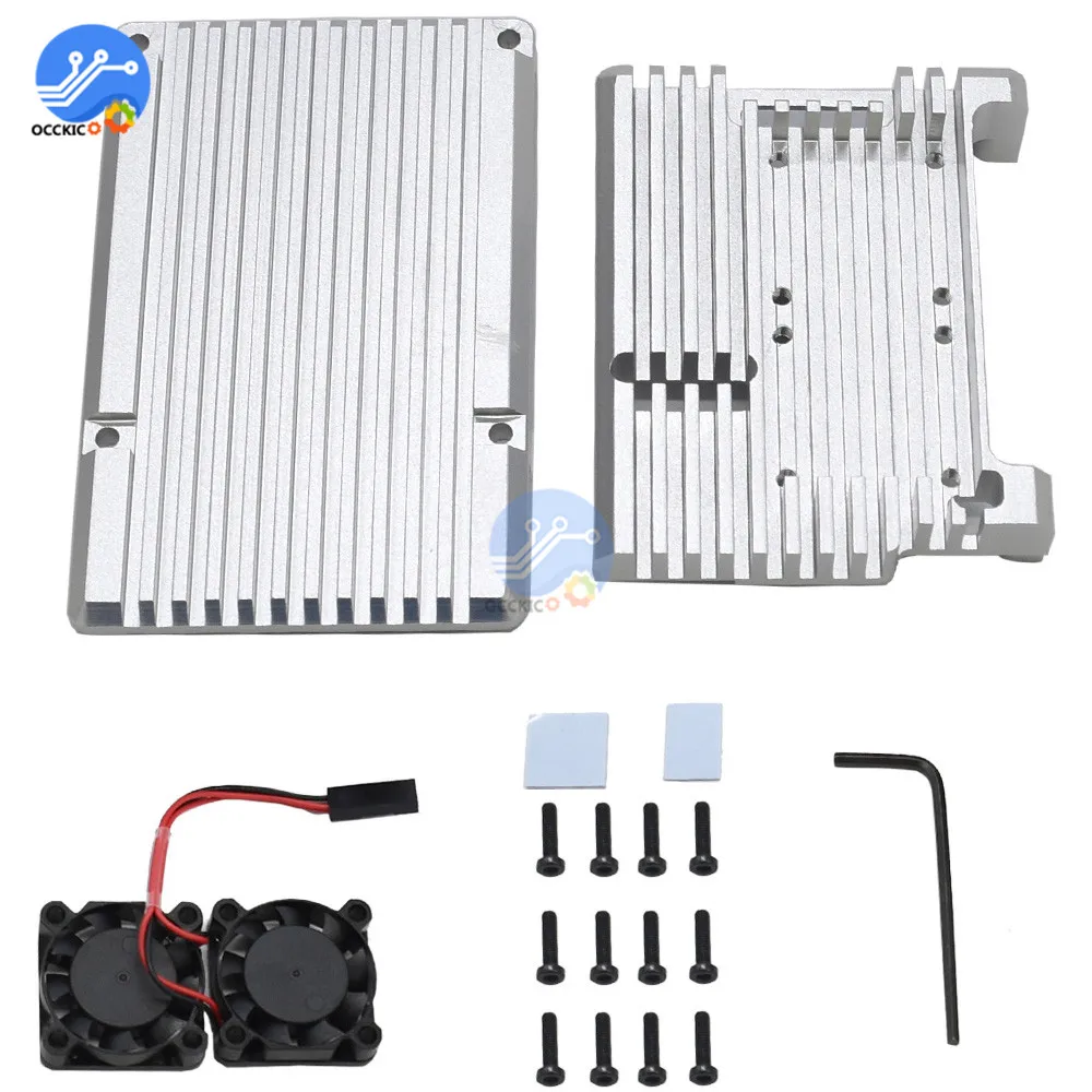 Для Raspberry Pi 4 CNC чехол из алюминиевого сплава защитный с вентиляторами для