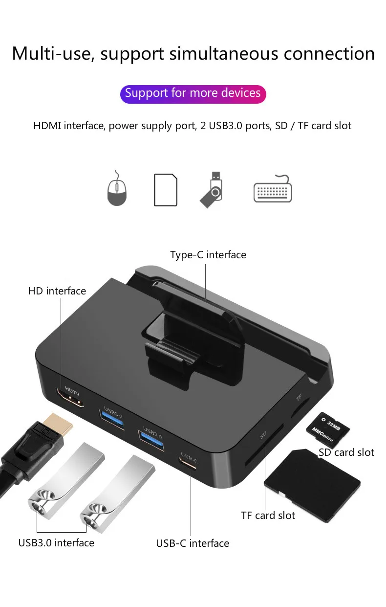 Тип C док-станция для подзарядки телефона держатель USB-C к HDMI SD USB док-станция адаптер питания для samsung S10 S9 Dex станция huawei P30 P20 Pro