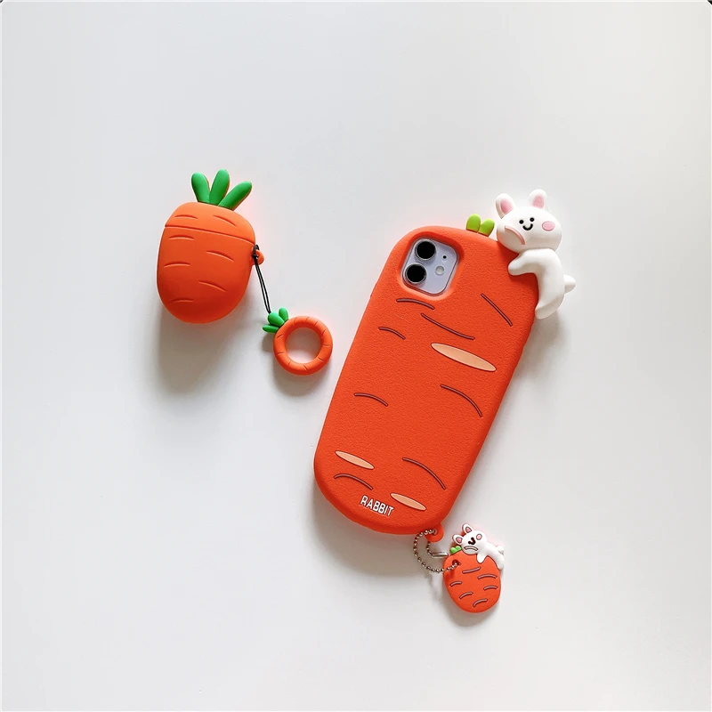 iphone 8 phone cases 3D Rabbit Phone Cases For iPhone 12 Pro Max Mini 7 8 Plus SE 2020 11 Pro X XS XR Carrot Silicone Soft Cases For Airpods 1 2 3 iphone 7 wallet case
