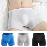 translucent ice silk mens boxer briefs pure color ultra thin seamless summer breathable mid waist fashion and comfortable nylon