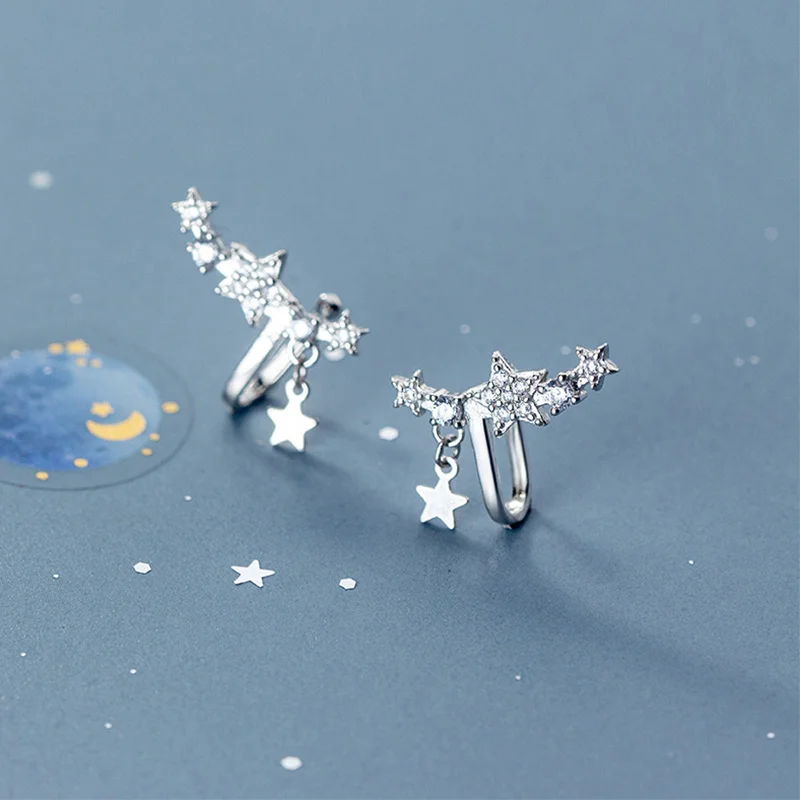 Женские серьги Клипсы из серебра 925 пробы с цирконом|Серьги-клипсы| |