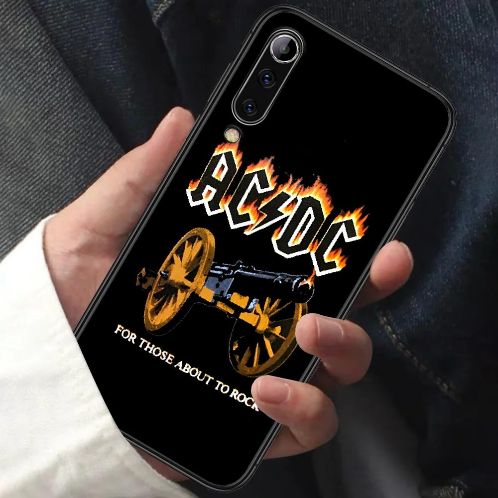 

AC Rock DC Band Phone Case For XIAOMI MI Note 8 9 T 10 Pro Lite SE A2 A3 POCO X M MAX 2 3 black Waterproof Luxury Funda Soft