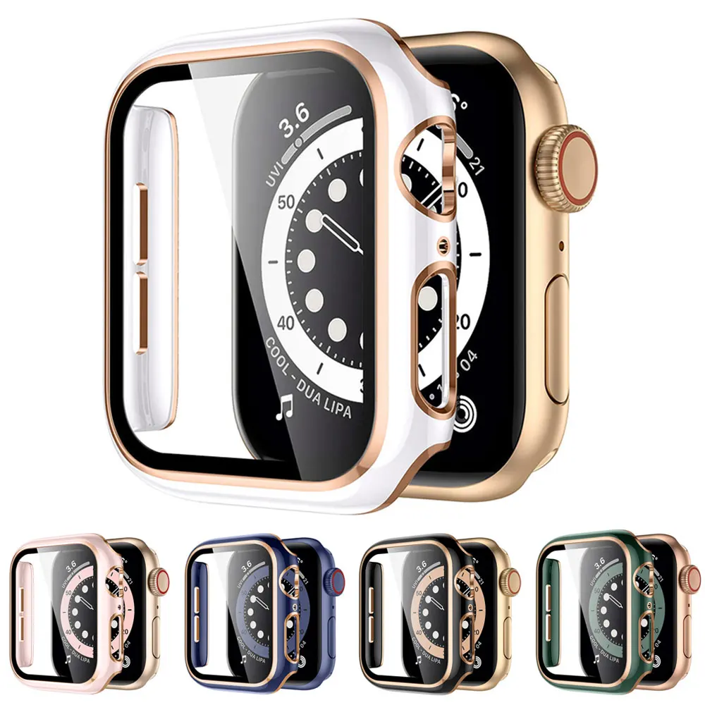 

Стекло и крышка для Apple Watch Series 7 3 4 5 6 SE, закаленное стекло для защиты экрана Apple Watch 44 мм 40 мм 42 мм 38 мм 45 мм 41 мм