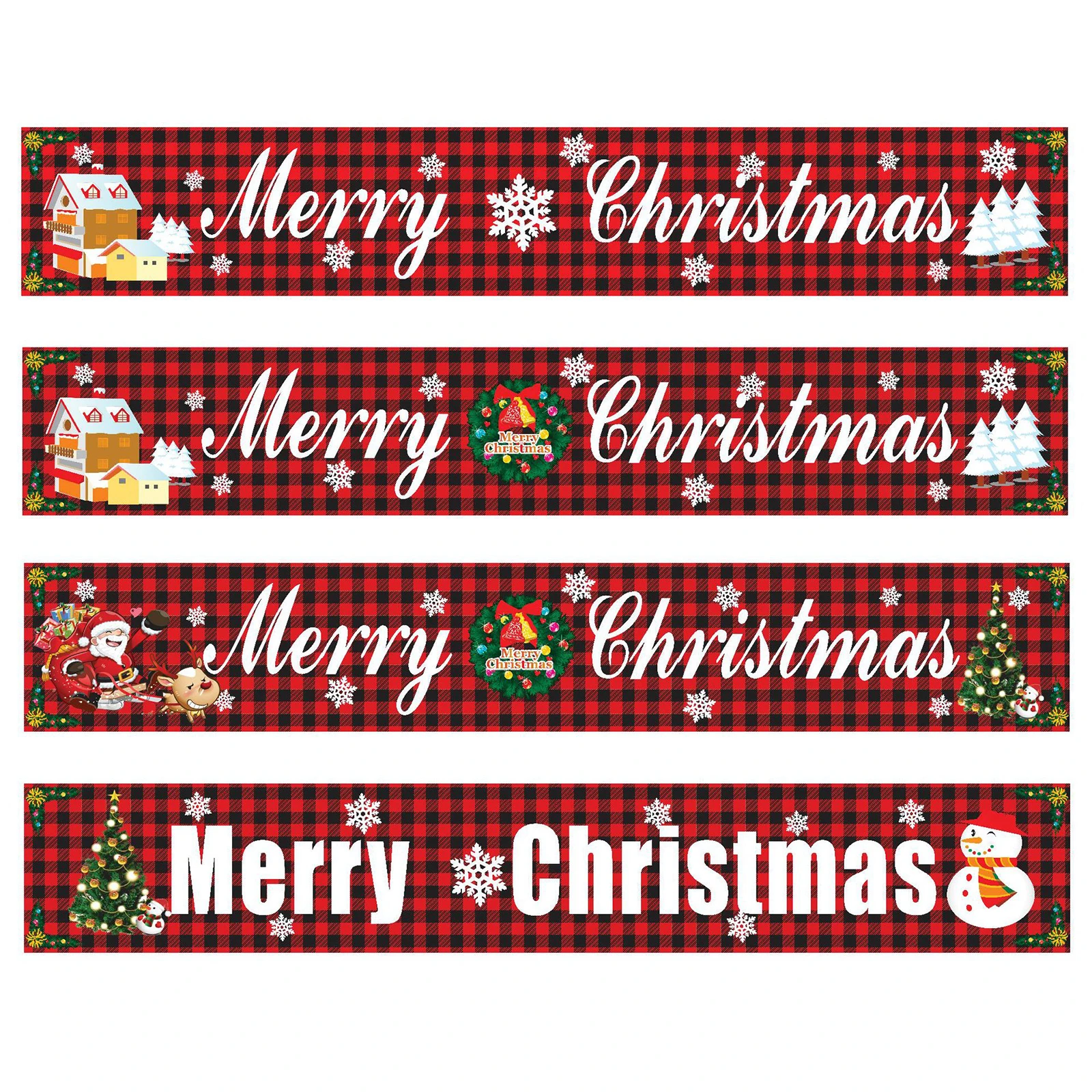 

Outdoor Banner Flag Pulling Merry Christmas Letter Printed Cartoon Pattern Banner Waterproof DTT88