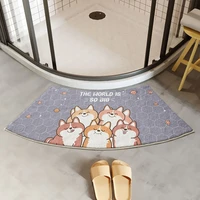 fan shaped water absorption bathroom door mat cartoon animal bath rug bathroom non slip mat absorbent mat door cute mat