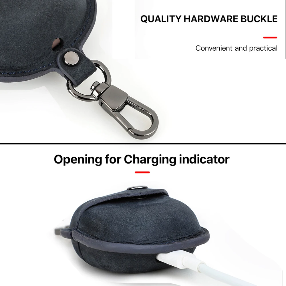 

CONTACT'S FAMILY For Galaxy Buds Live Case Genuine Leather Wireless Headset Protective Cover For Galaxy Buds Pro With Keychain