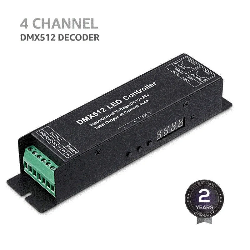 

Led Controller with Display Digital Tube Dmx512 Decoder Driver Dimmer Dc 12 24V 3X4A for Rgb Led Strip Lights (3 Channel)