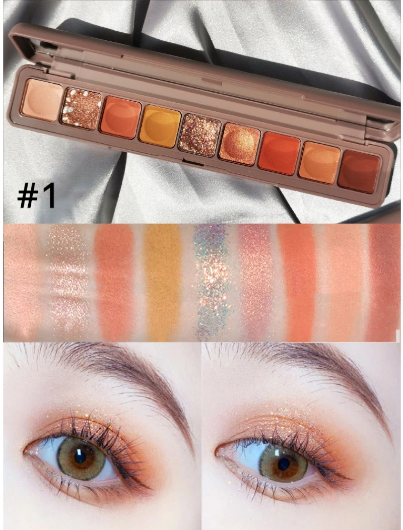 Тени для век макияжа пропитанные картофелем с клавиатурой 9 цветов блестящие