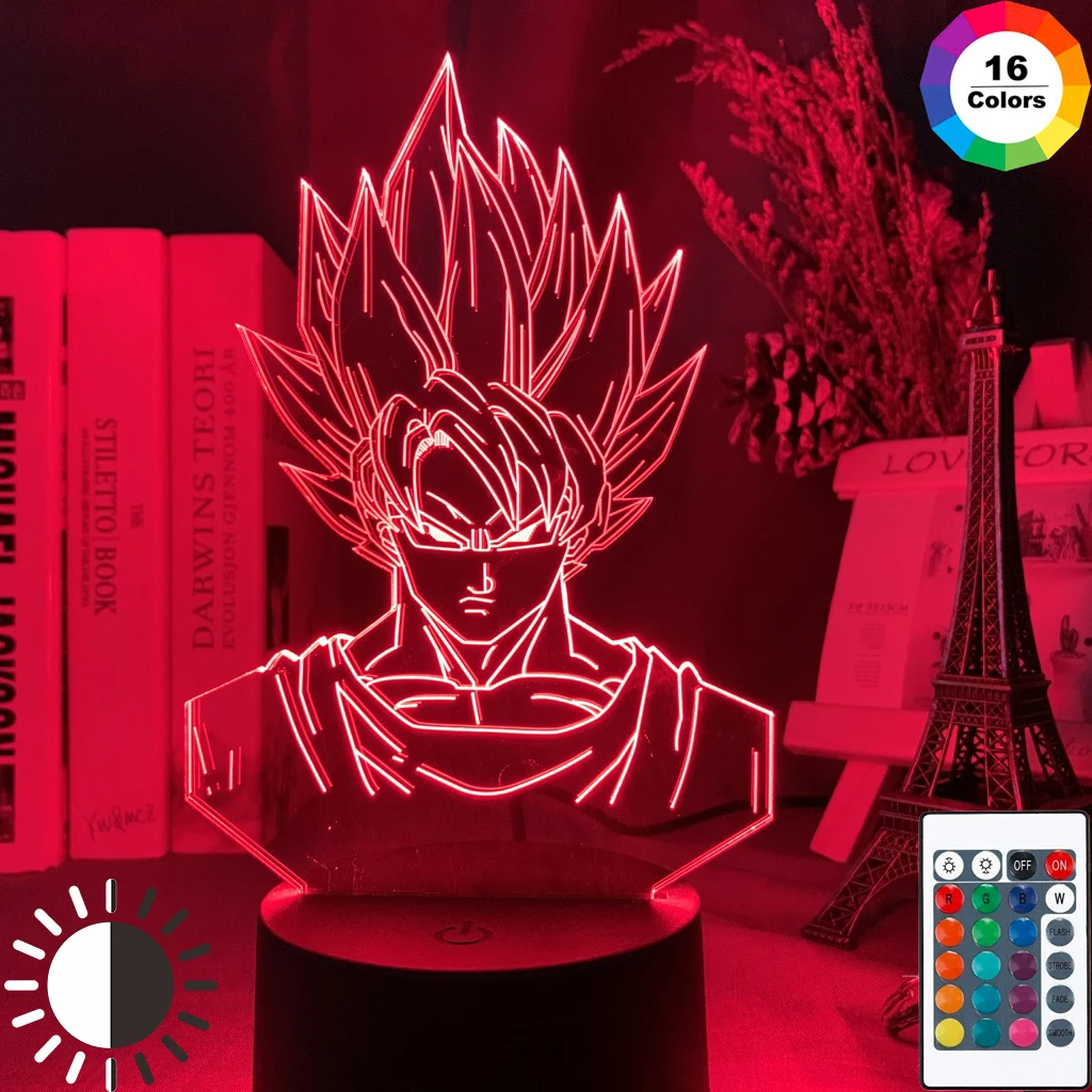 Светодиодный ночник с объемным рисунком дракона Goku Super Saiyan для детской спальни