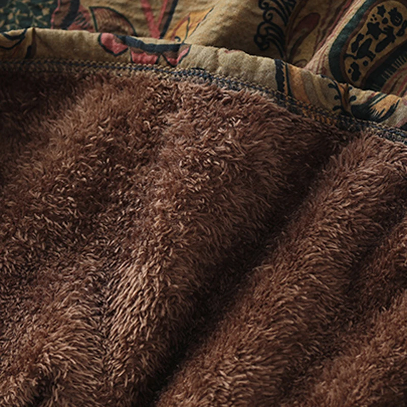 

Autumn Winter Fleeced Thick Warm for Women Sweatshirt Hoodies Outwear Tops Big Loose Print Retro Vintage A11181151