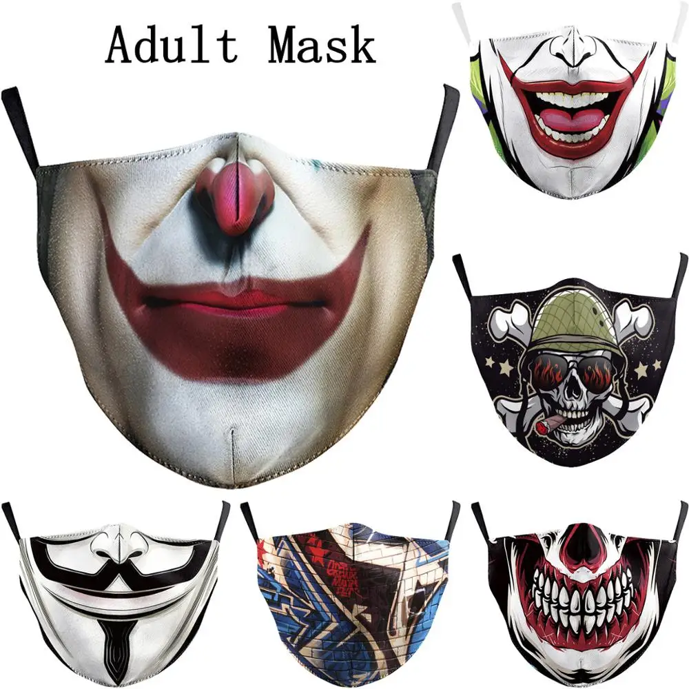 V для Vendetta Клоун Маска лица Mascarillas masque многоразовые PM2.5 Крышка рта Ужас Череп маска