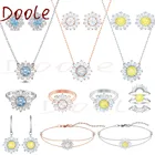 Ювелирные изделия, высокое качество, SWA1:1, очаровательное простое ожерелье с кристаллами синего и желтого цветов подсолнуха, Женский романтический подарок для девушки