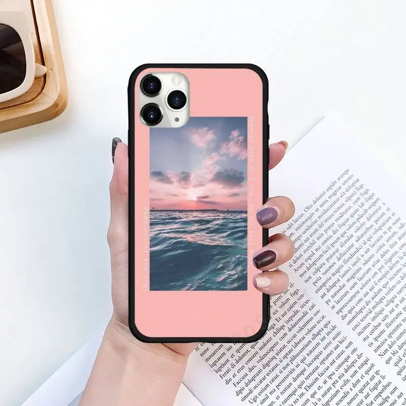 

pink sky art print aesthetic Phone Case for iPhone 11 12 pro XS MAX 8 7 6 6S Plus X 5S SE 2020 XR Luxury brand shell funda coque