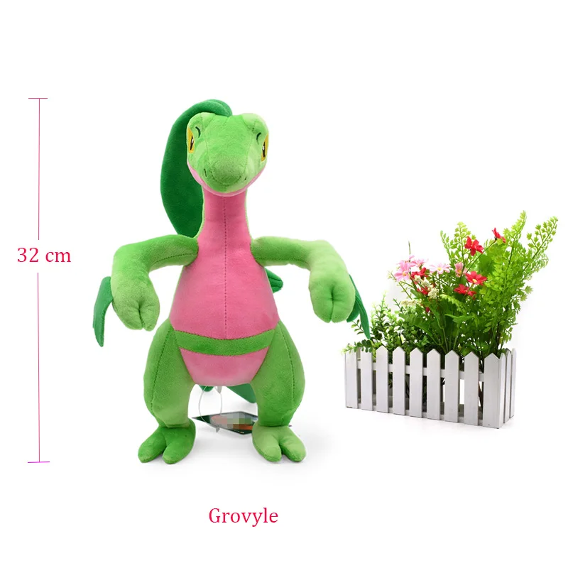 Grovyle Аниме Кукла Пикачу тортерра Snorlax Zeraora Rayquaza Charizard Bagon Lucario мультфильм чучела Peluche плюшевые игрушки Рождественский подарок - Цвет: Grovyle