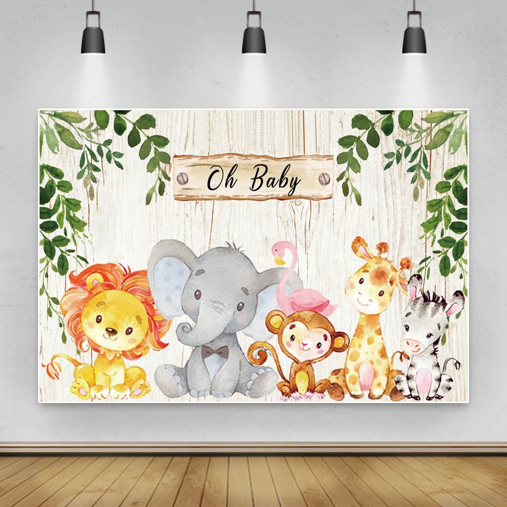 

Laeaccco Tropical Safari Party Photo Backdrops For Baby Shower Birthday Animals Forest Customized Photo Background For Photozone