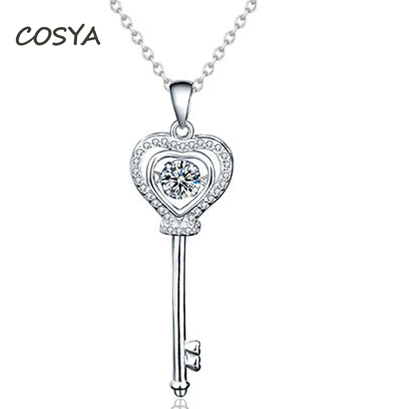 COSYA реальные 925 стерлингового серебра в форме ключа белого золота 50 точек