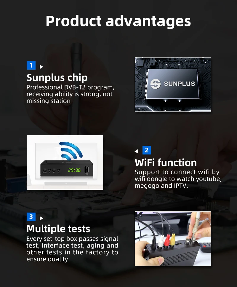 ТВ-тюнер DVB-T2 ТВ-приставка Vga DVB T2 для цифрового ТВ-приемника приемник Wi-Fi внешняя