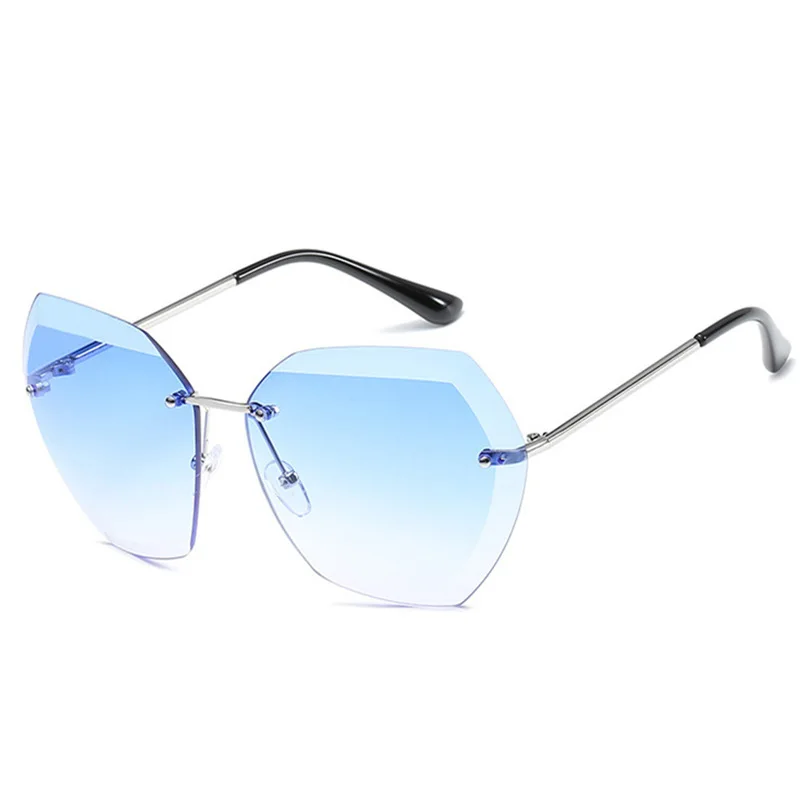 

2021New Women Men Retro Cutting Lens Gradient Sun Glasses Female Fashion Brand Design Vintage Rimless Pilot Sunglasses UV400