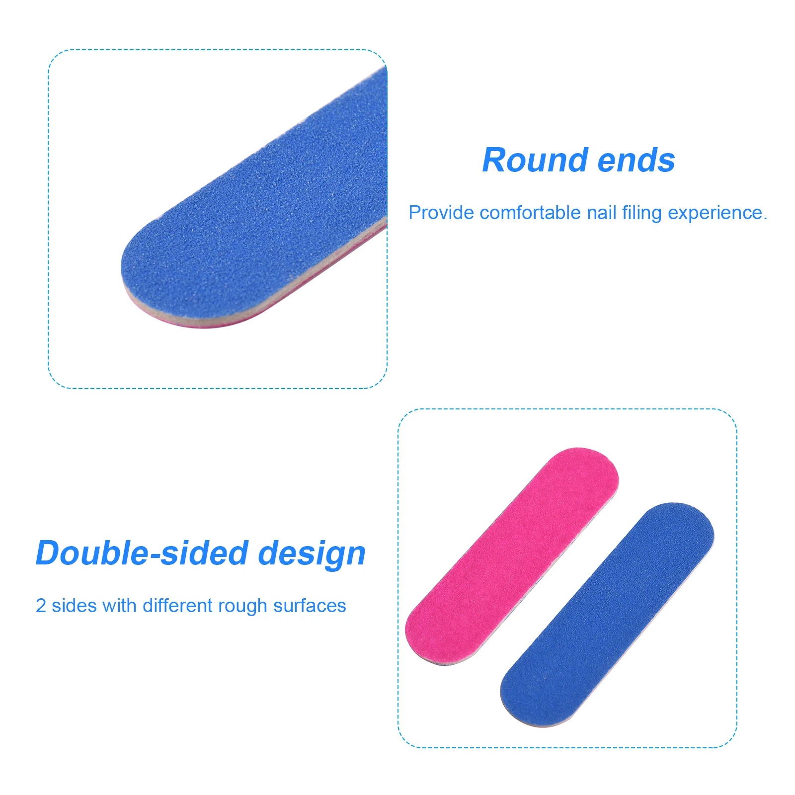 20Pcs Double-side Nail Files Mini Disposable Buffer DIY Sandpaper Tips Pink Blue Sanding Block Art Tools | Красота и здоровье