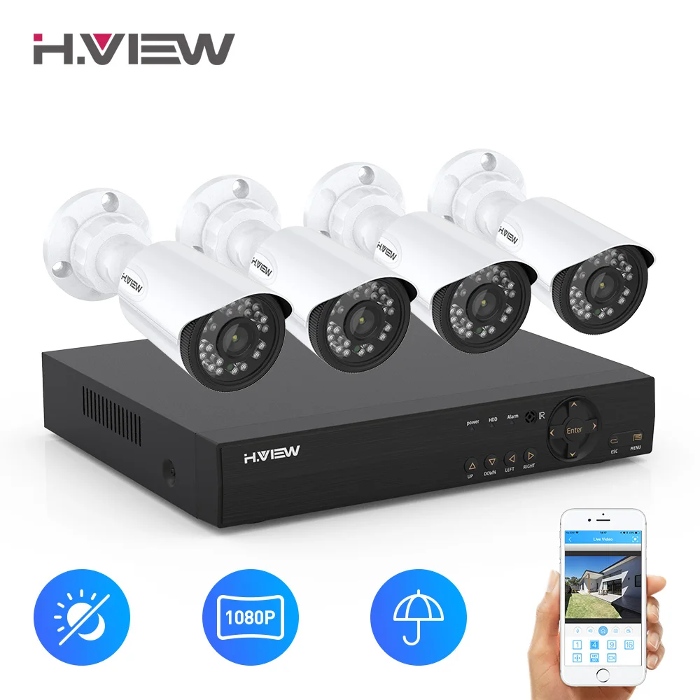 H. View 4CH CCTV система 720P 8CH CCTV DVR система видеонаблюдения 4 шт 720P 1.0MP уличная инфракрасная камера видеонаблюдения 1200 TVL CCTV Камера