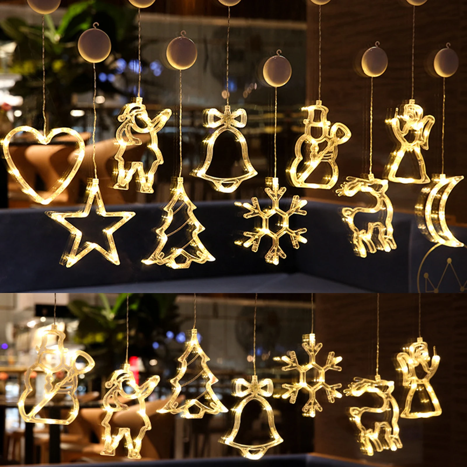 

LED Christmas Lights Acrylic Cute Cartoon Shape Fairy Lamps Christmas String Lights Indoor Window Tree Ornament