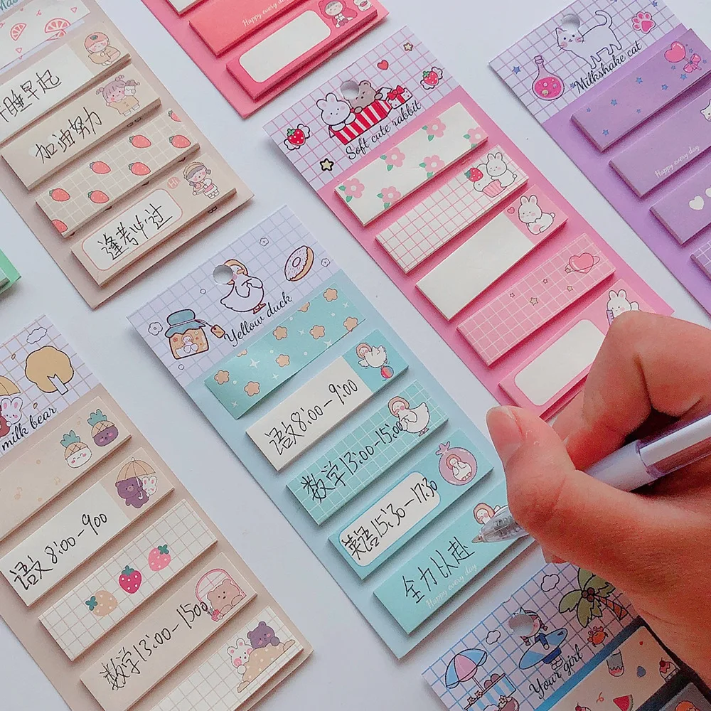 Korean Creativity Sticky Notes Cartoon Girly Heart Memo Pads Student Message Notebook Tearable Kawaii Stationery Japanese School |