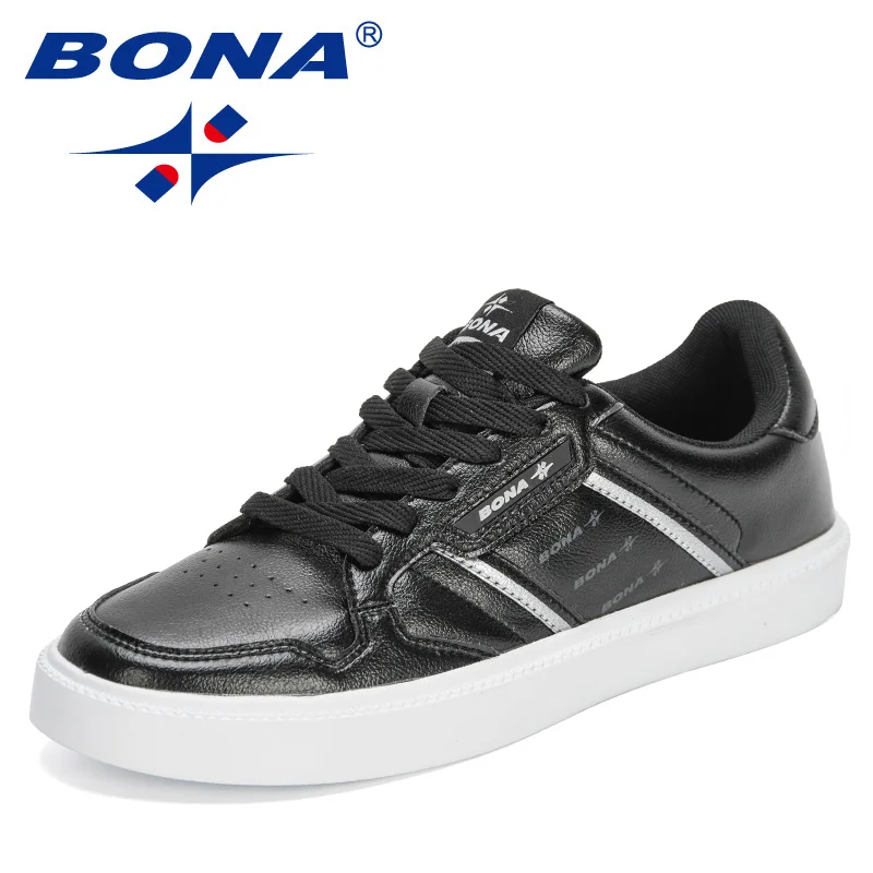 

BONA 2021 New Designers Sneakers Breathable Non-slip Leather Casual Shoes Men Trainers Streetwear Skateboard Tennis Shoes Mans