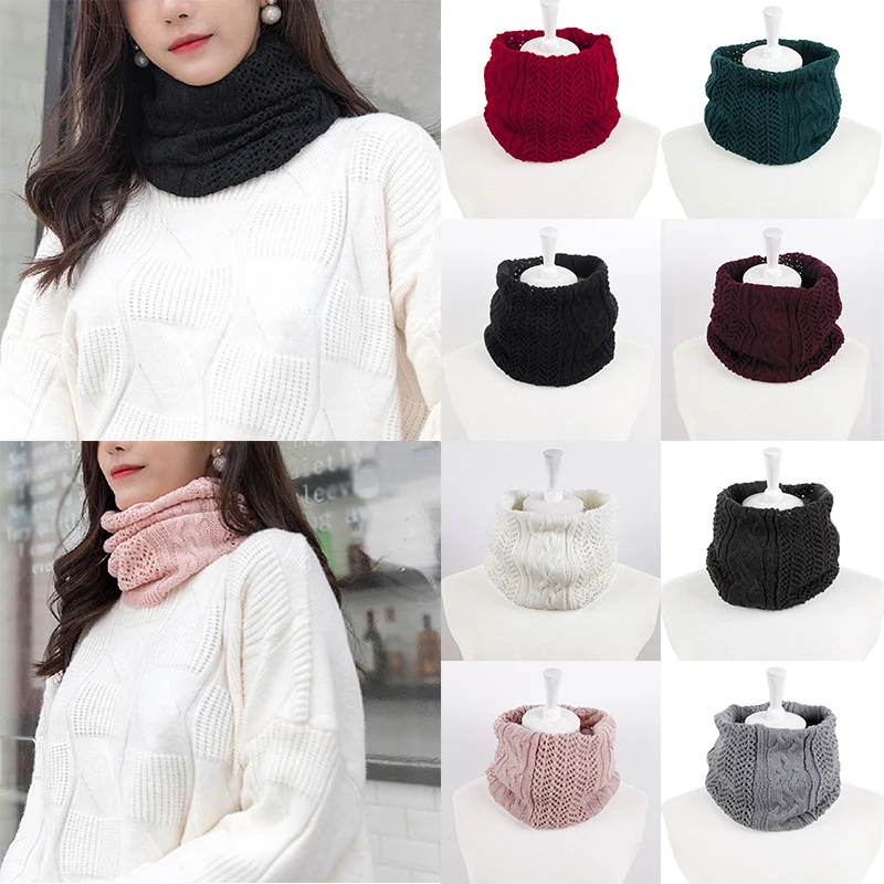 Женский Мягкий Вязаный шарф на осень и зиму Одноцветный теплый снуд для мужчин