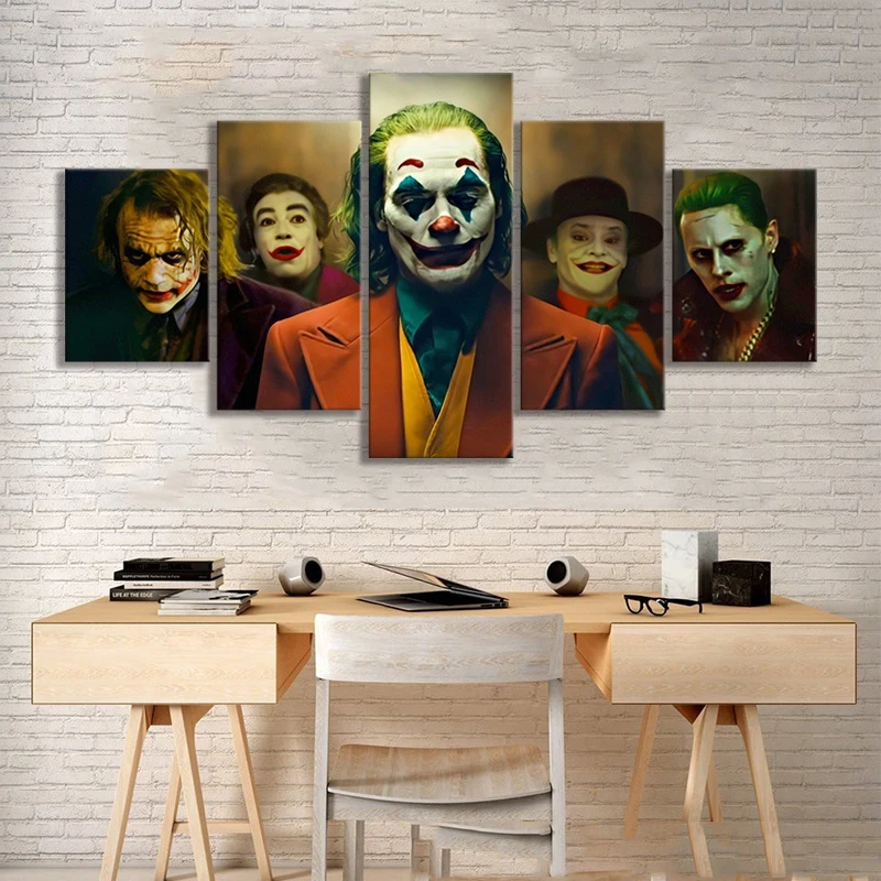 

No Framed 5 Pcs Character Clown Movie Poster HD Canvas Wall Art Pictures Decoration Accessories Living Room Home Decor Paintings