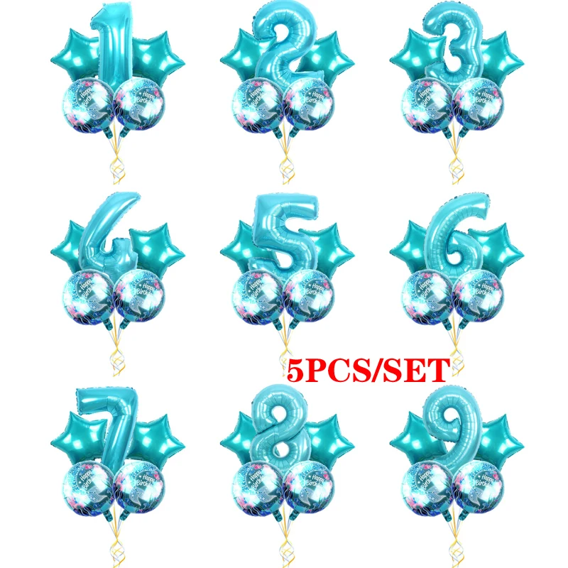 

5PCS/SET Blue Number Balloon Foil Balloon Party Balloons Kids Birthday Balloon Decoration