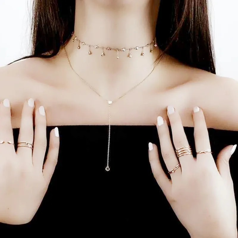 Многослойное ожерелье чокер из серебра 925 пробы|Ожерелья| |