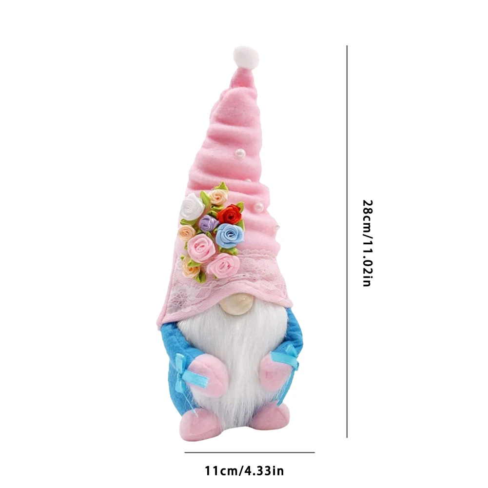 

Faceless Plush Doll Tomte Swedish Gnome Spring Flowers Plush Dwarf Doll Elf Dwarf for Mothers Day Blue Decorations