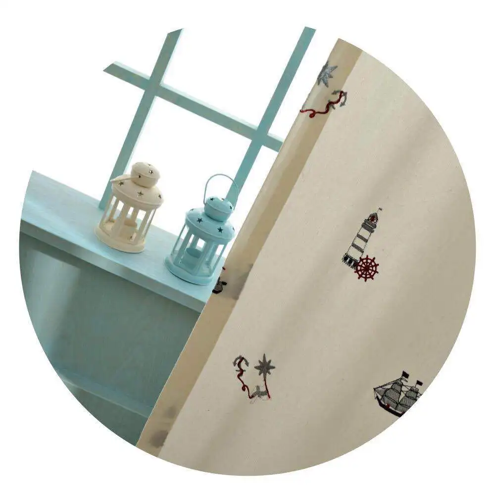 

Living Room Bedroom Curtains Embroidered Embroidered Organza Curtains Sailboat Lighthouse