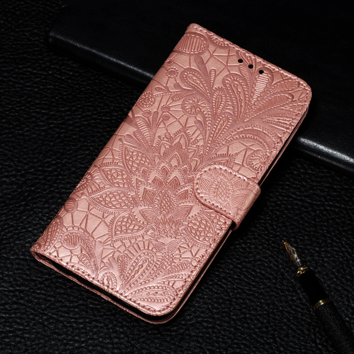 Lace Rose Для huawei Y5 Чехол кожаный флип чехол для huawei Y52019 huawei y5 AMN-LX9 AMN-LX1 AMN-LX2 LX3 бумажник бэдж, функцией подставки и магнитной защелкой - Цвет: Lace Rose
