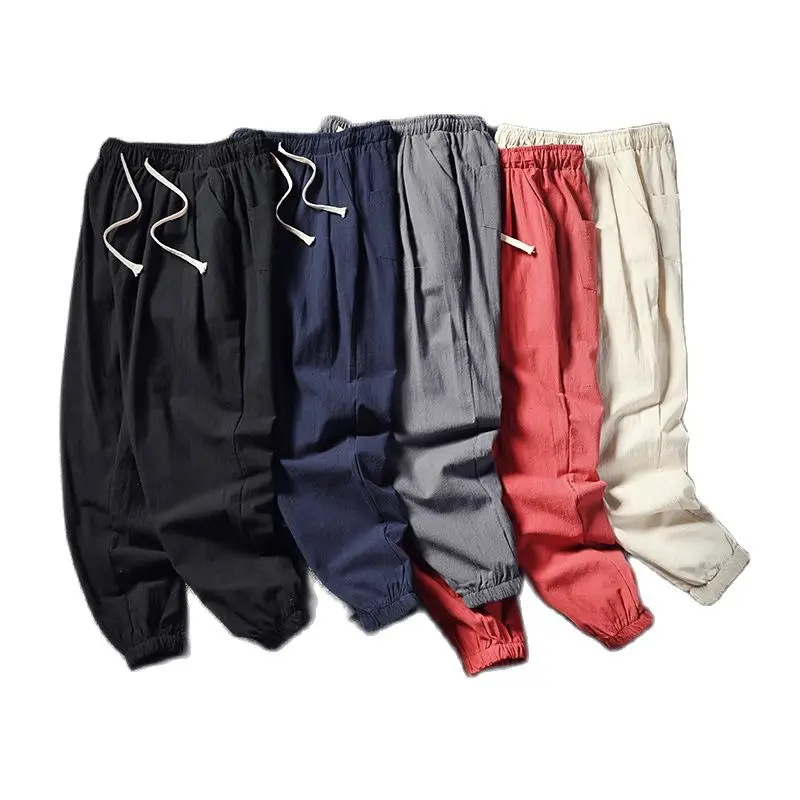 

Summer New Men's Knickerbockers Ankle-length Slim Trousers 5 Colors High Quality Plus Size 5xL, Linen Hot Style Men's Trousers