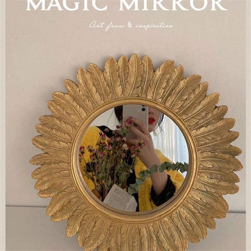 

Косметическое зеркало в стиле ретро, украшение для дома, спальни, коридора, коридора, настенное висящее американское изысканное зеркало Нас...