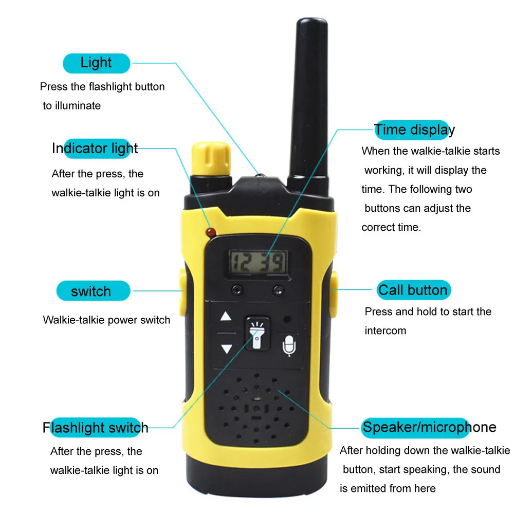 Walkie-talkie toy 2Pcs Wireless Walkie Talkie Kids Electronic Toy Portable Long Reception Distance Interaction Game Z923 | Игрушки и